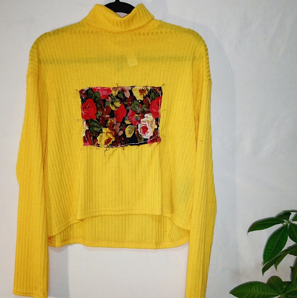 Hand patched upcycle turtle neck